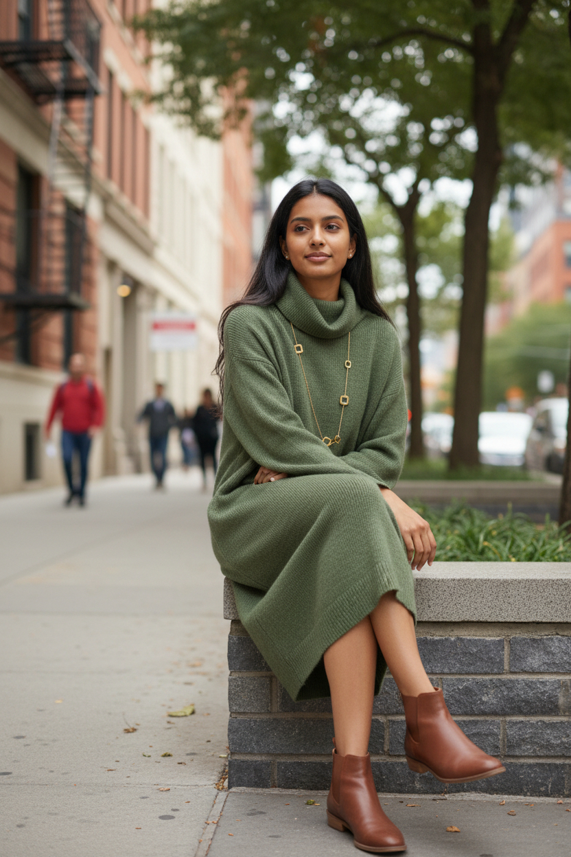 Robe pull verte 2