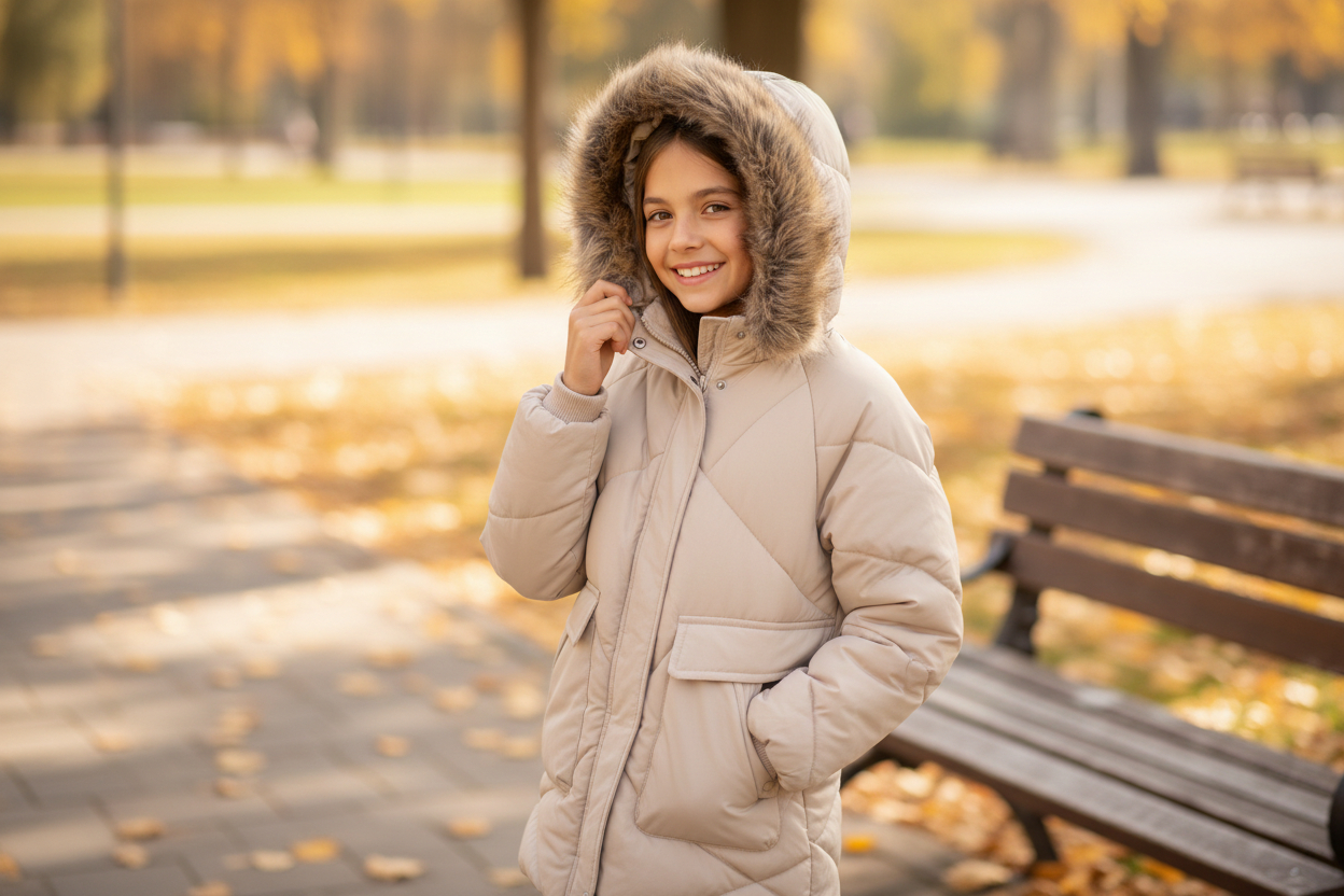 doudoune  fille Beige