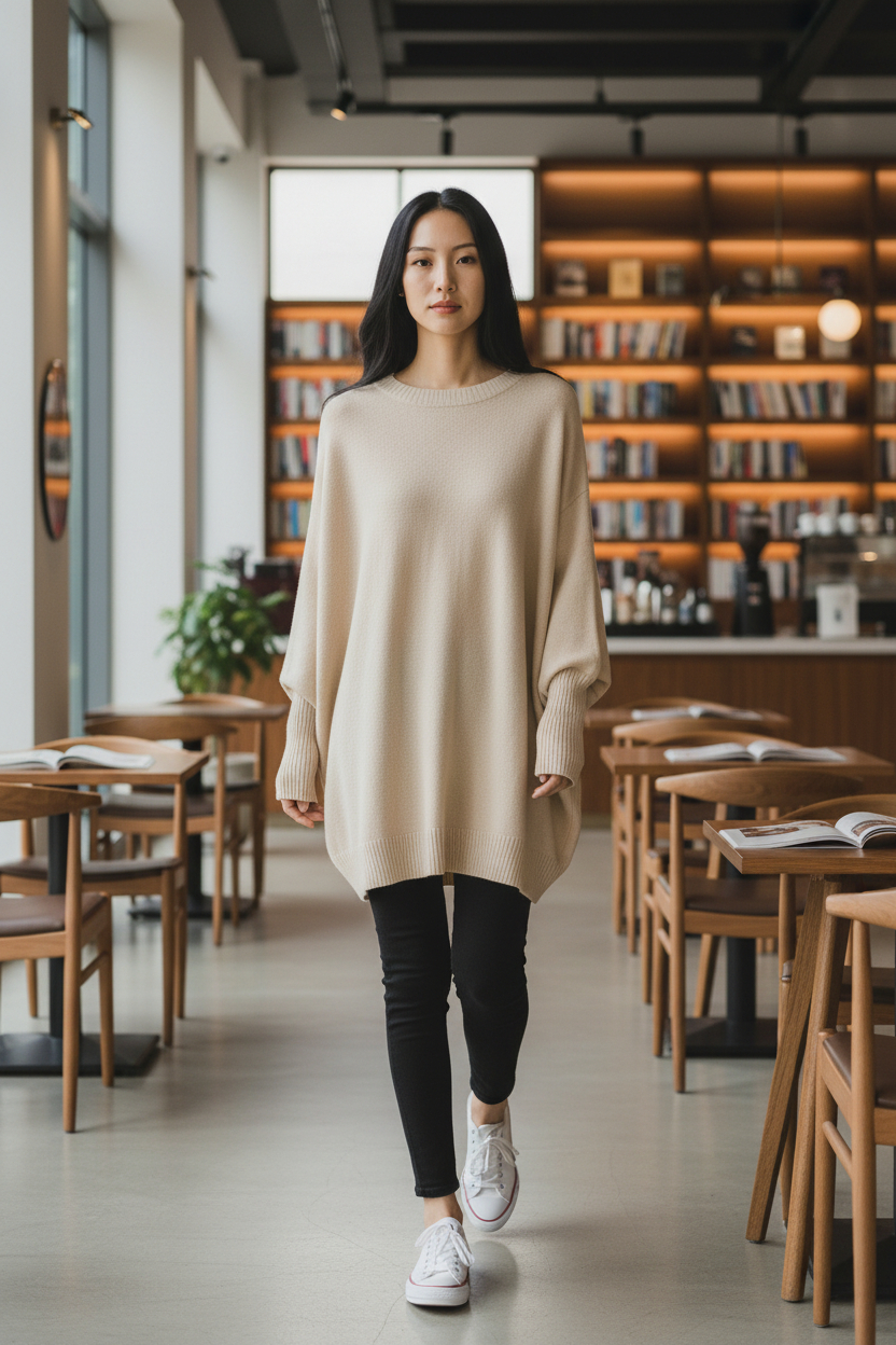 Pull oversize beige