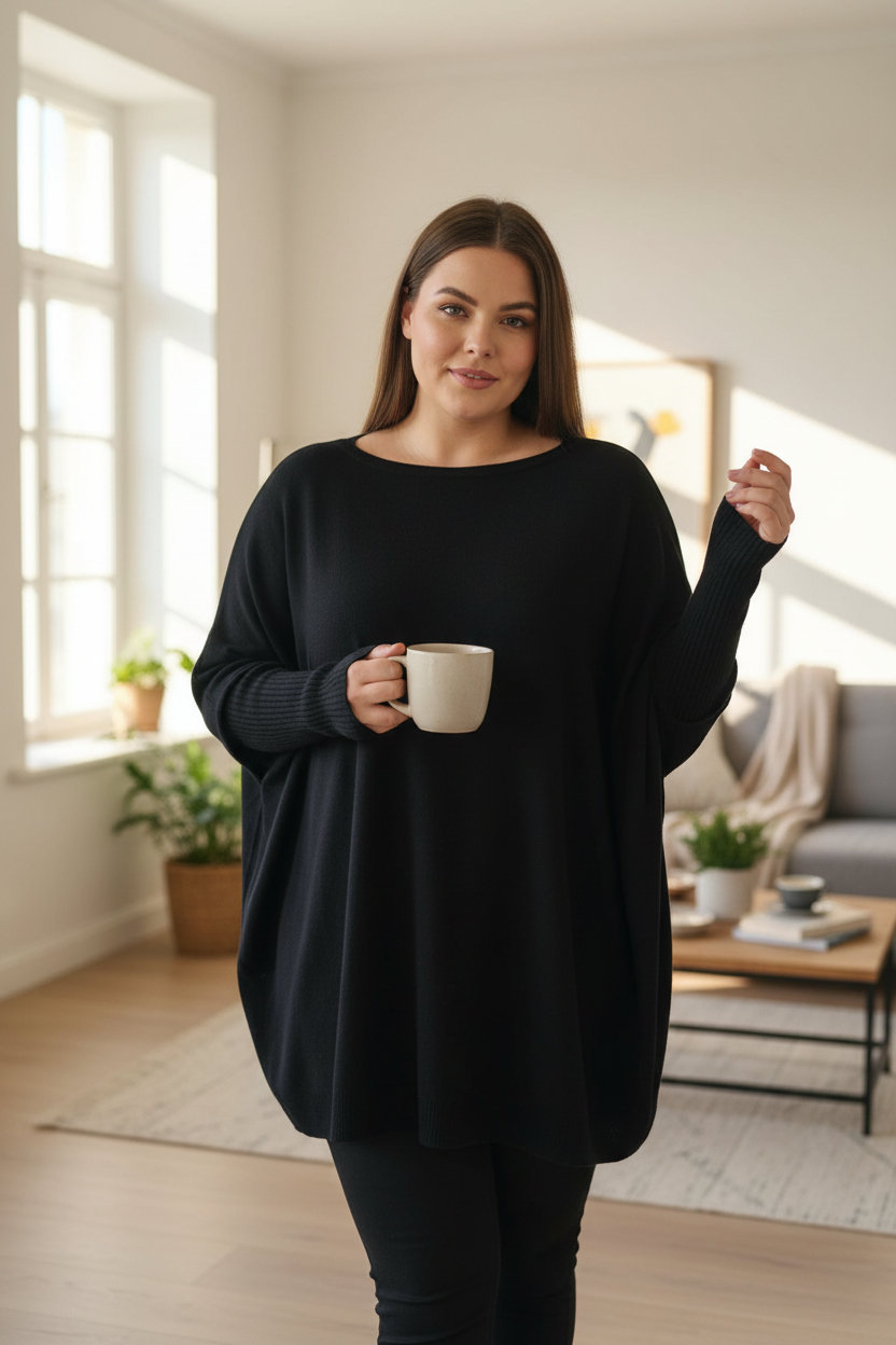 Pull oversize noir GRANDE TAILLE