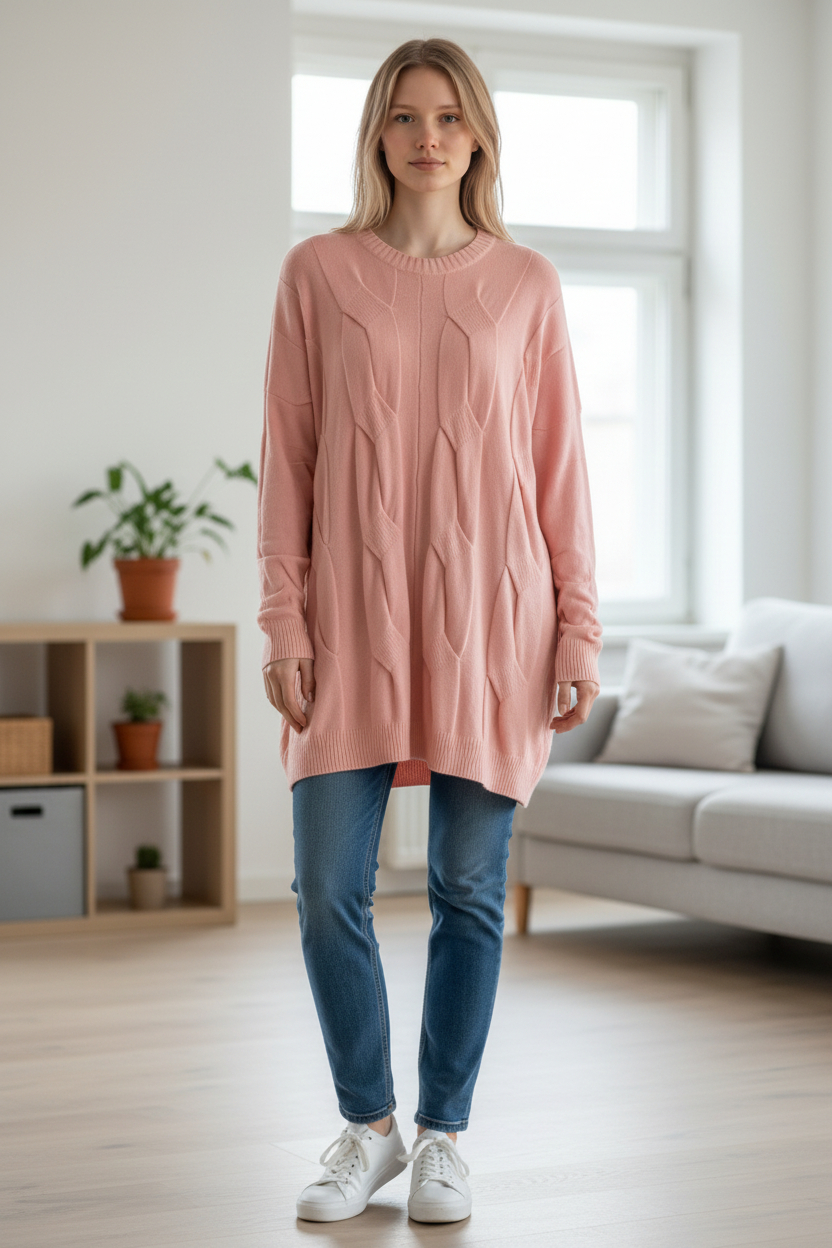 Pull torsade rose (2)
