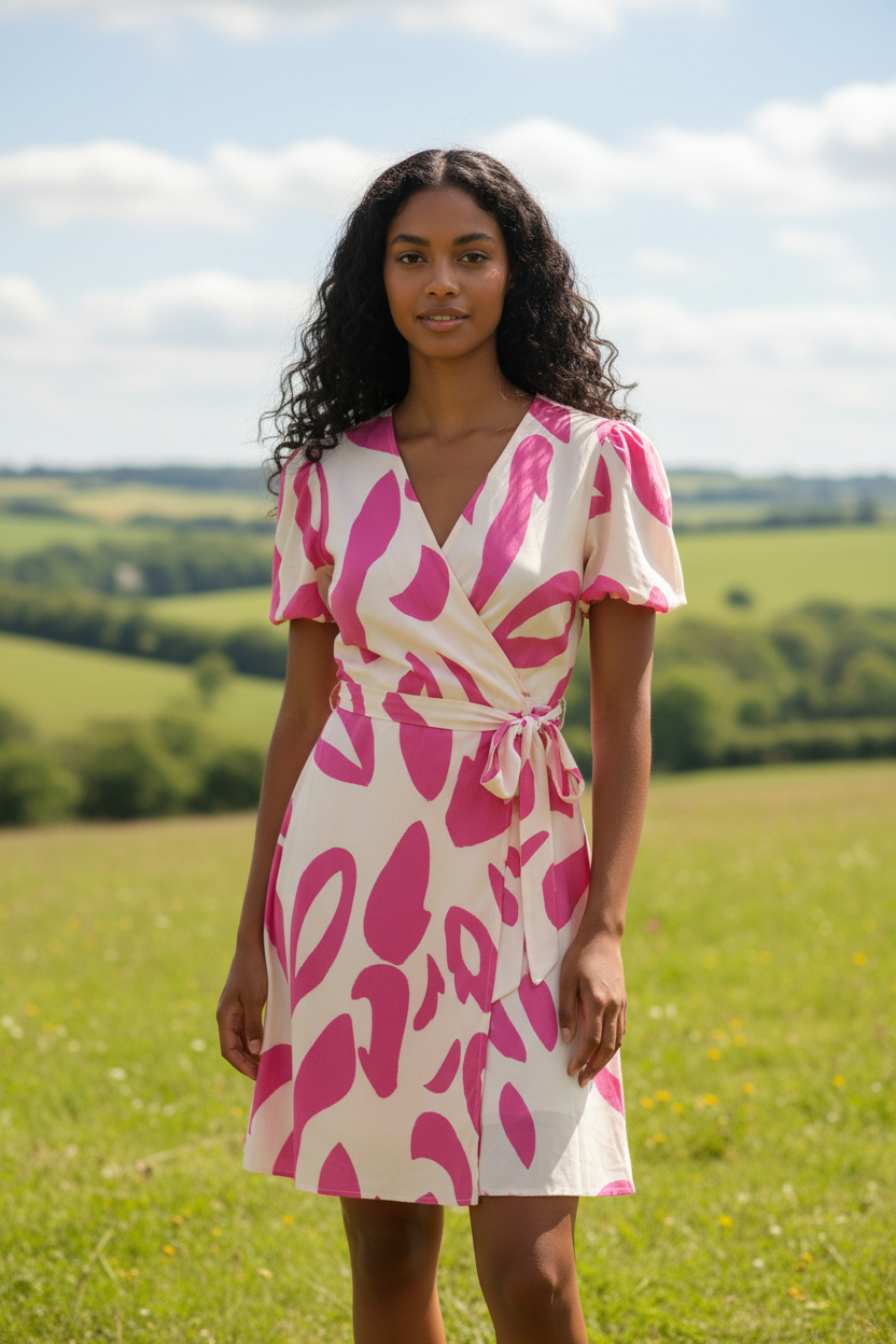 Robe rose et blanche