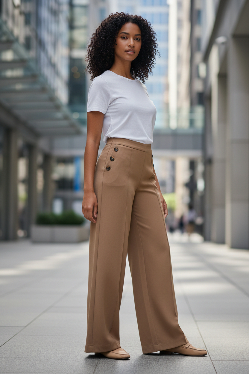 Pantalon style marin évasé
