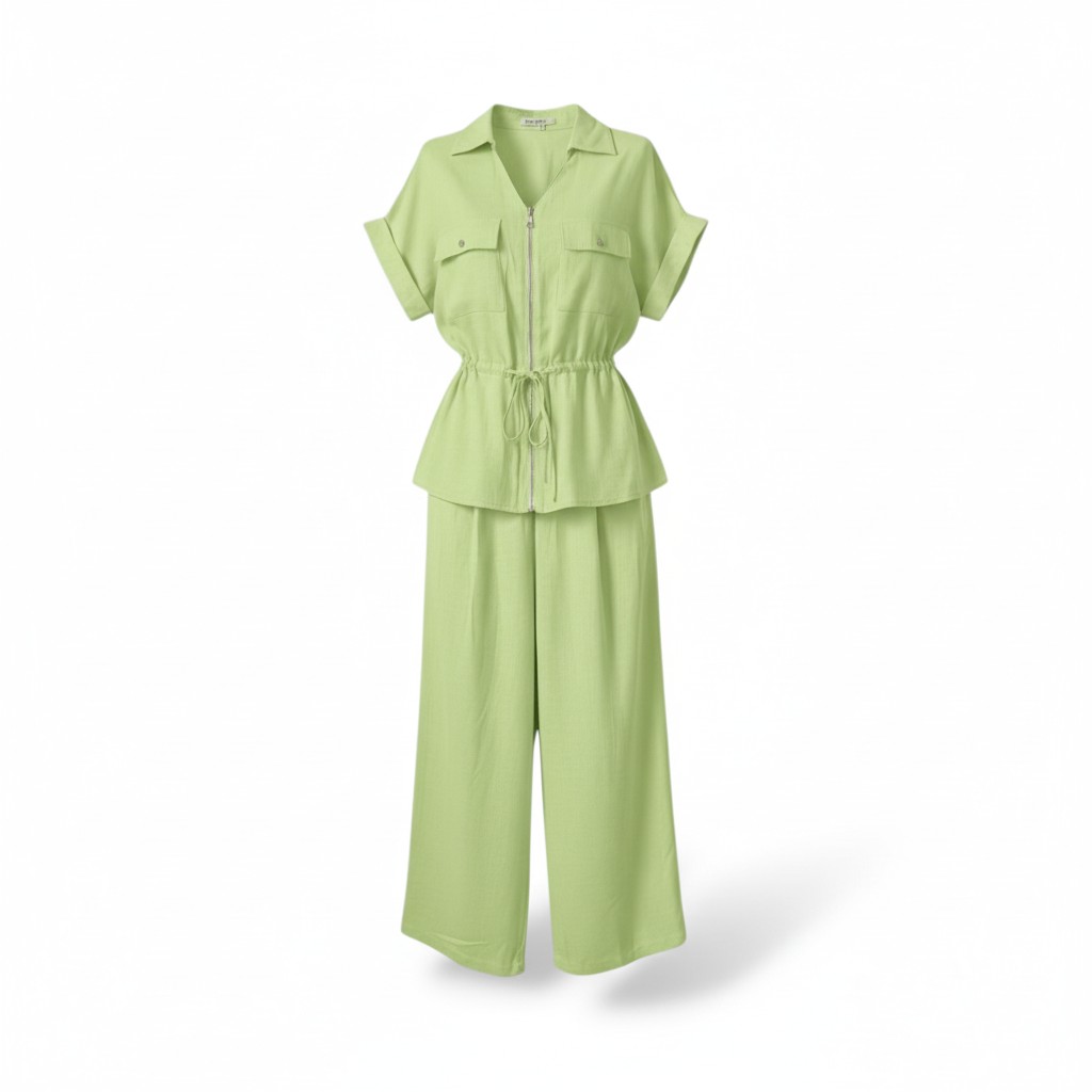 Ensemble Chemisier et pantalon vert 2