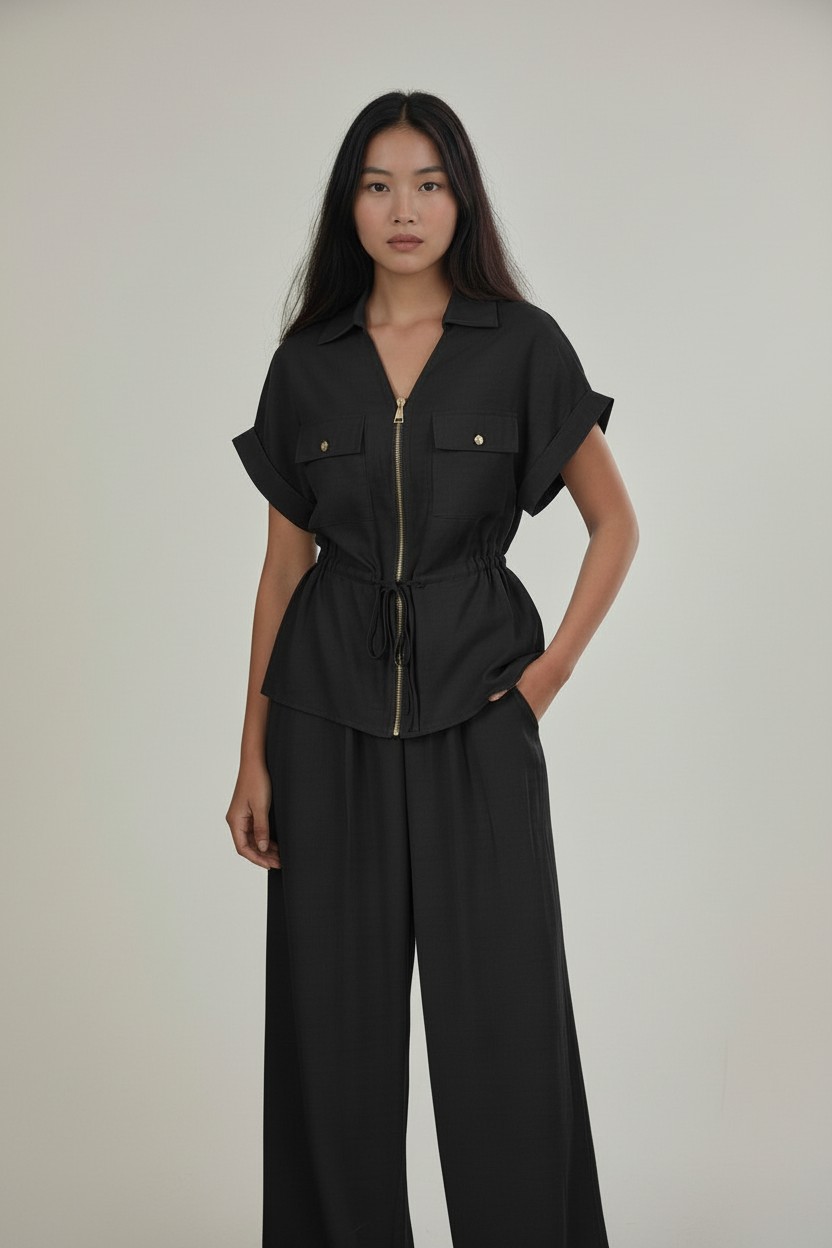 Ensemble Chemisier et pantalon NOIR 1