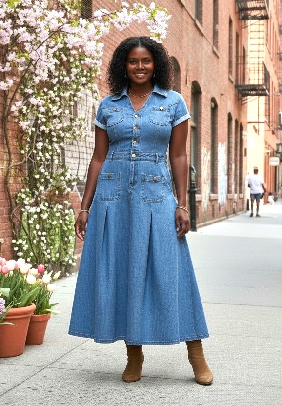 Robe en jean evasé grande taille 6