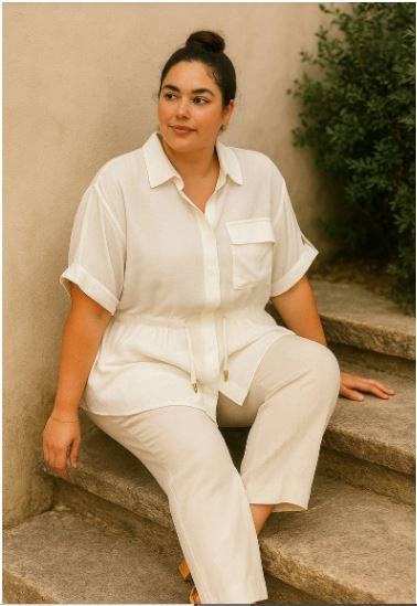 Chemise blanche façon lin cei turée