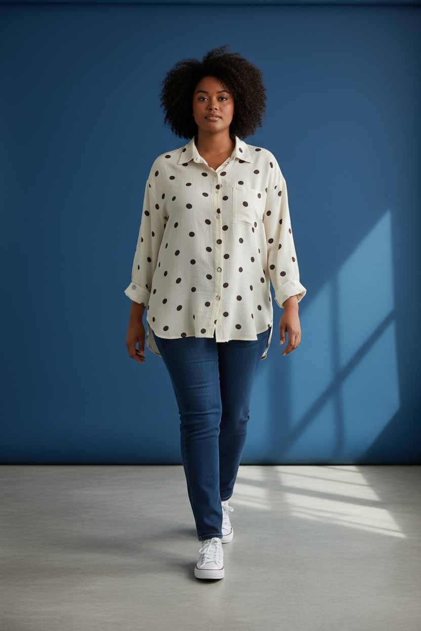 Chemise beige à pois GT