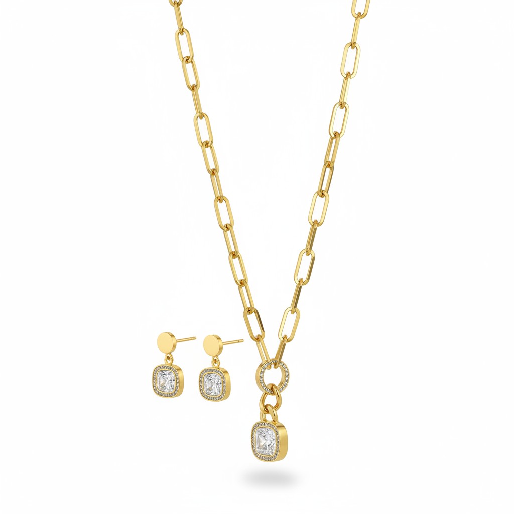 Parure en acier inoxydable collier et boucle doreilles