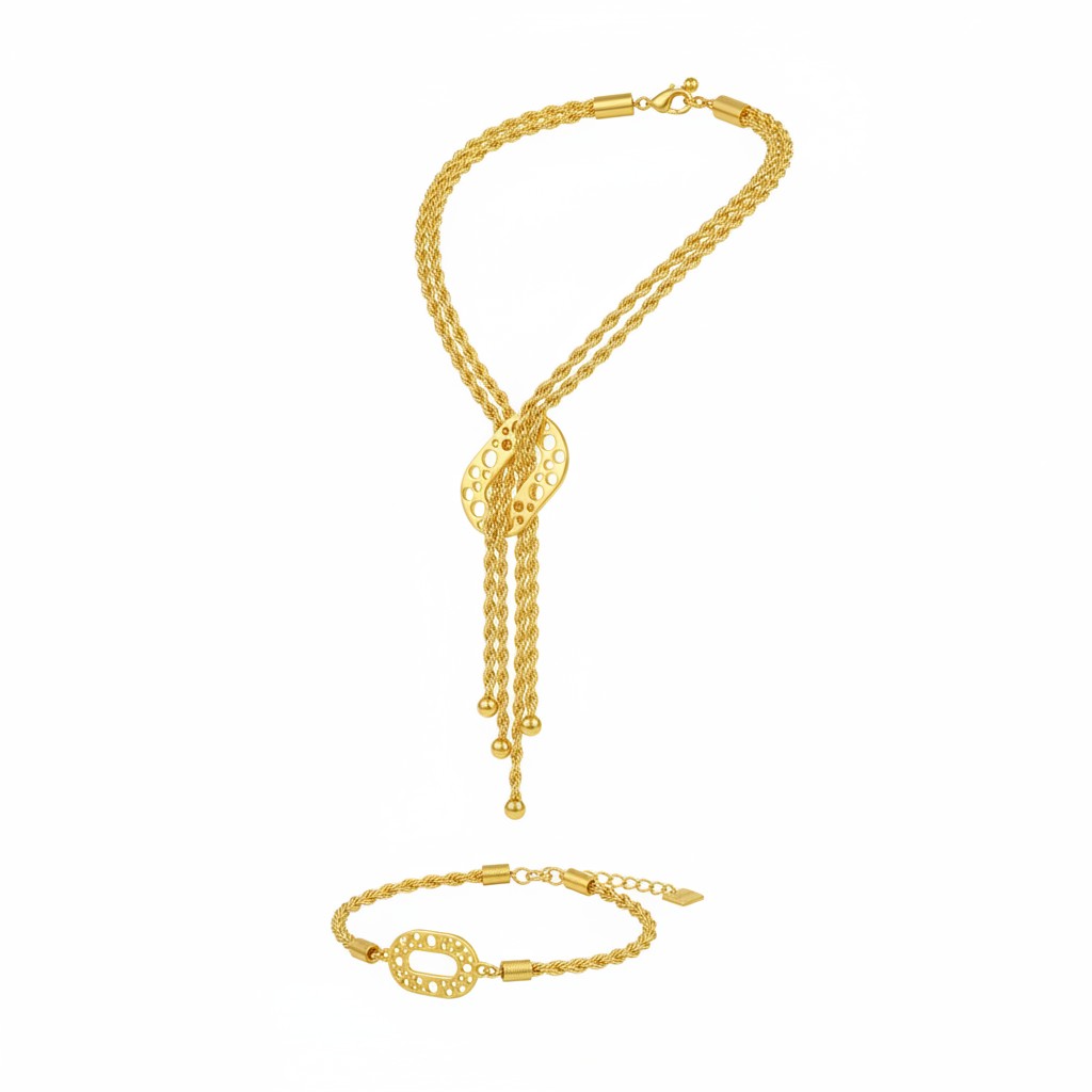 Parure collier croisée avec bracelet en acier inoxydable 2