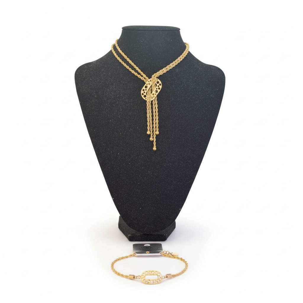 Parure collier croisée avec bracelet en acier inoxydable 4