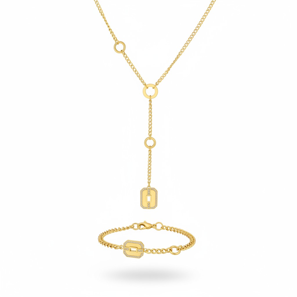 Parure collier et bracelet en acier inoxydable