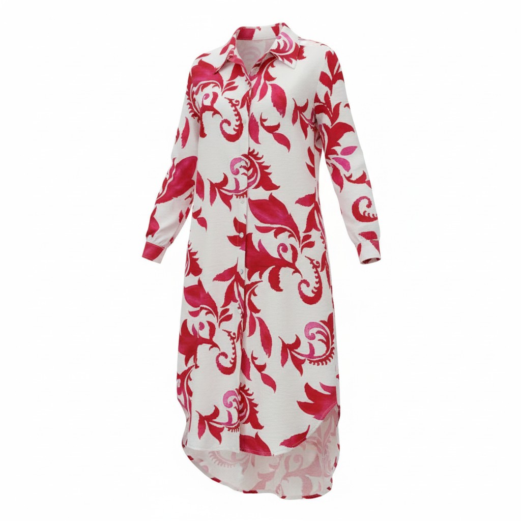 tunique imprime rose rouge