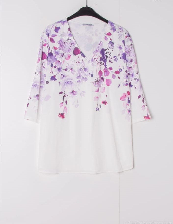 blouse blanche violet grande taille