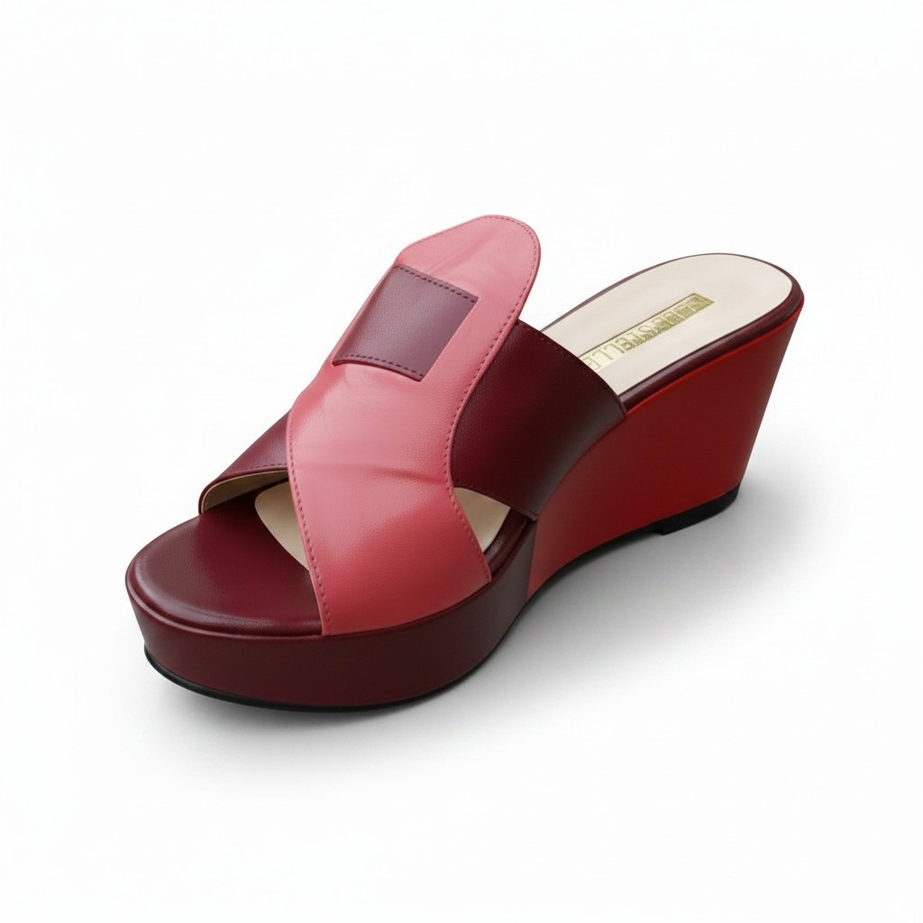 Sandales compensées en cuir rouge italie 2