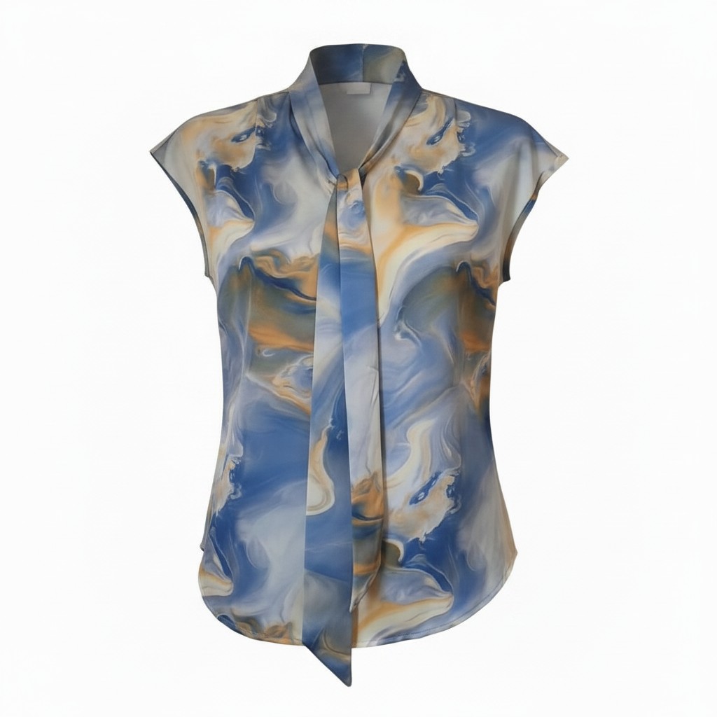 Blouse col avalière satiné Bleu et jaune