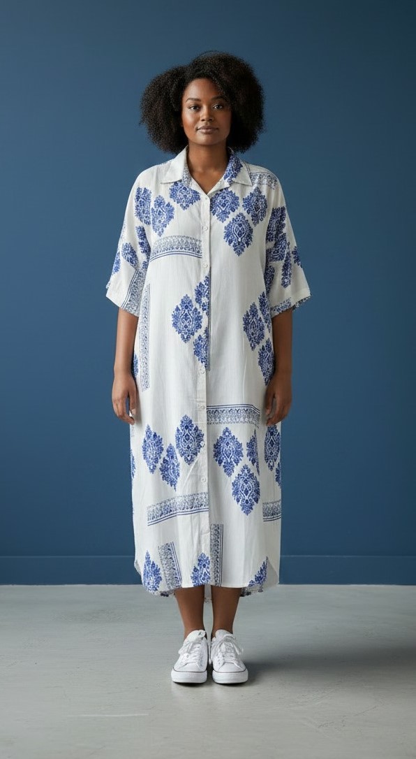 Robe chemise bleu grande taille 2