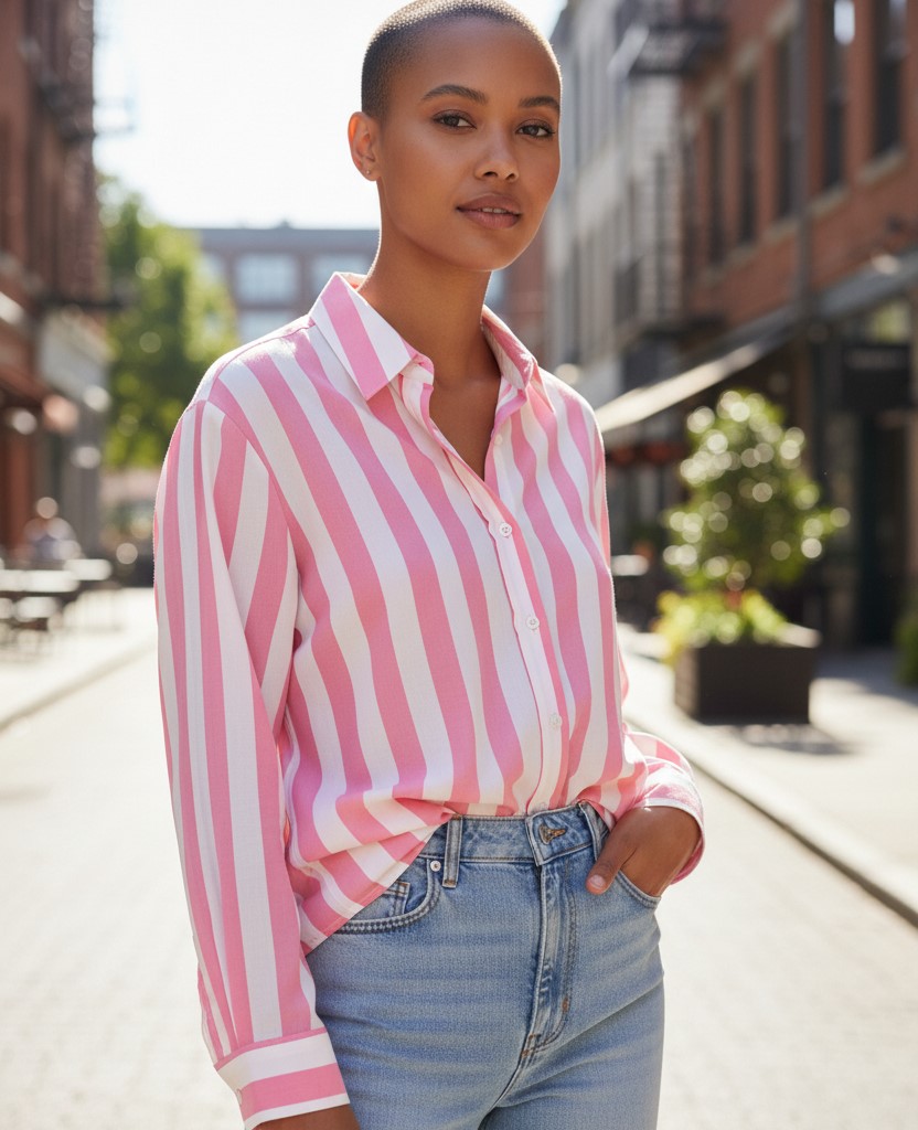 Chemise rose et blanche rayé 2