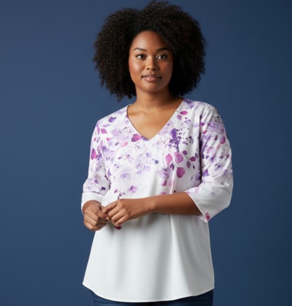 blouse blanche violet grande taille 3