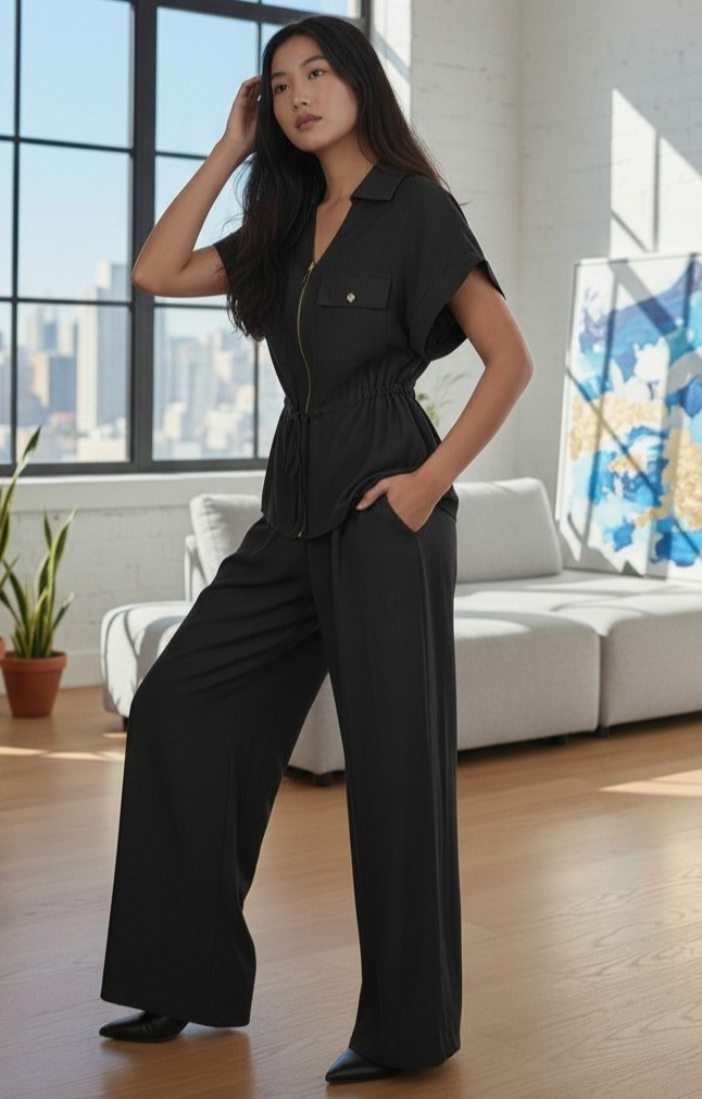 Ensemble Chemisier et pantalon NOIR 4