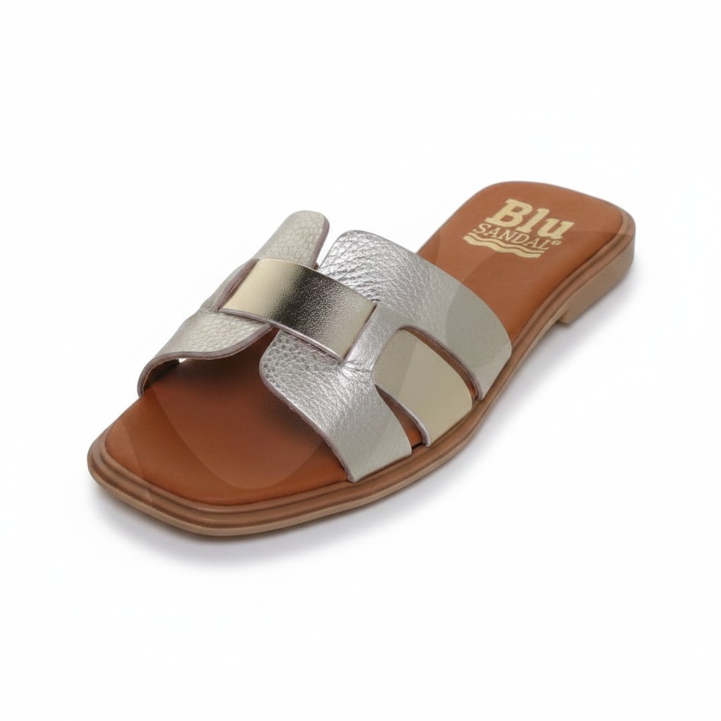 Mules doré en cuir