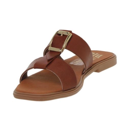 Mules plates en cuir marron 2