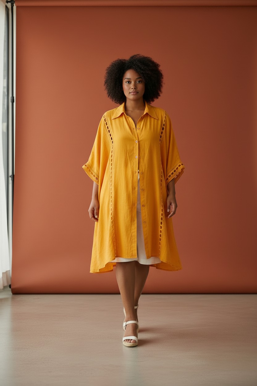 Robe chemise jaune grande taille 4