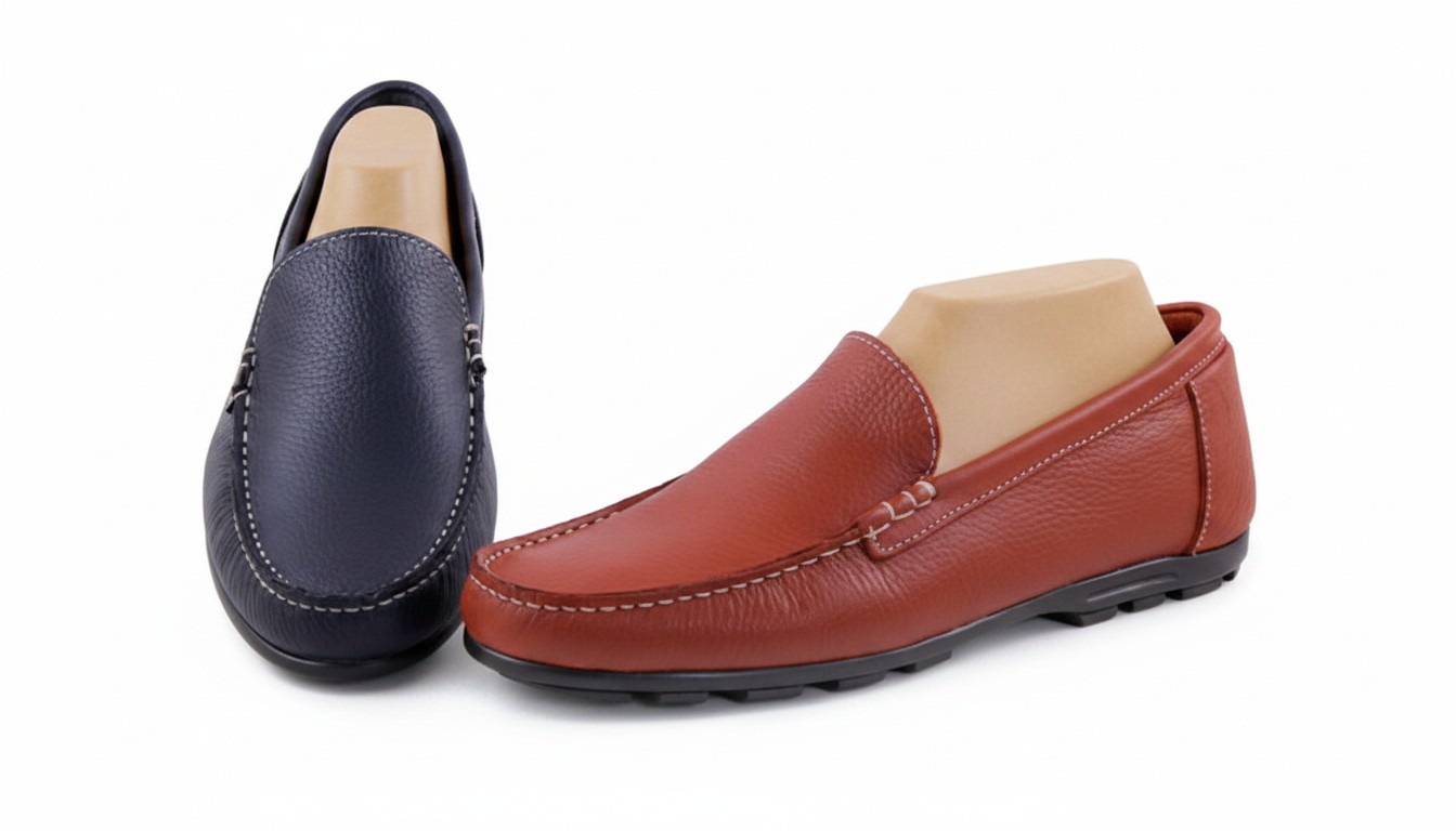 Mocassin bleu en cuir homme 5