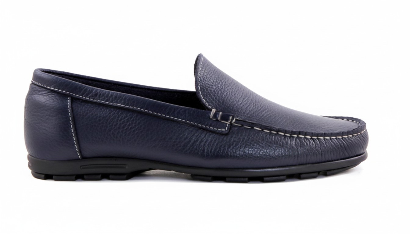 Mocassin bleu en cuir homme 3