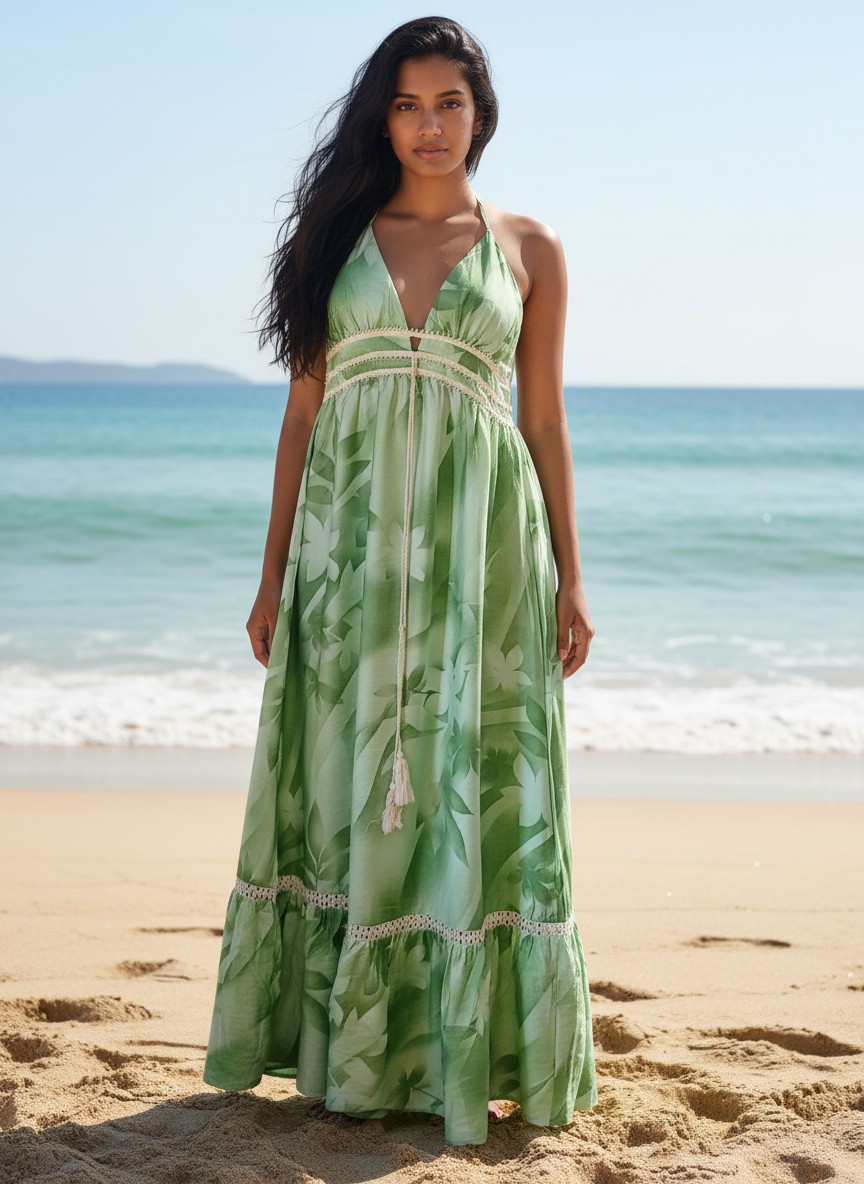 Robe longue verte 3