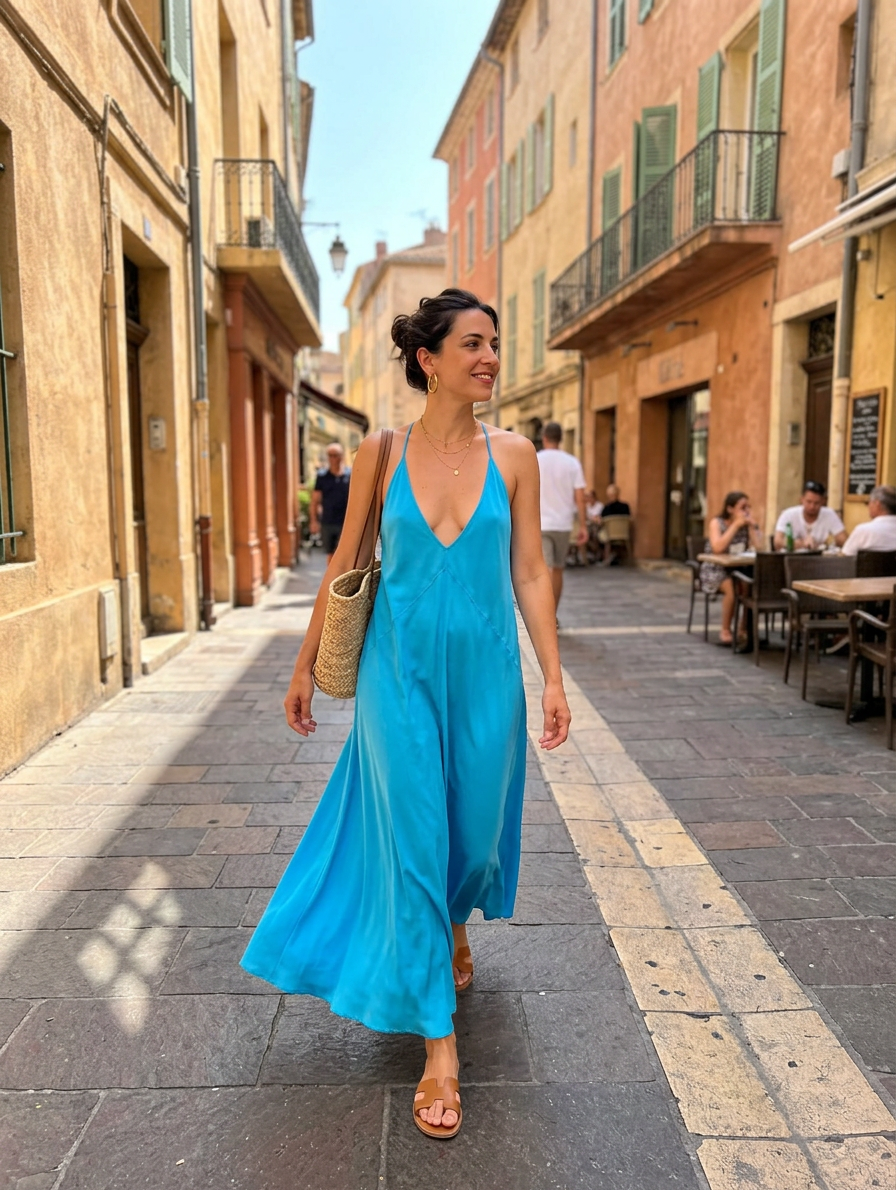 Robe longue bleu ciel 2