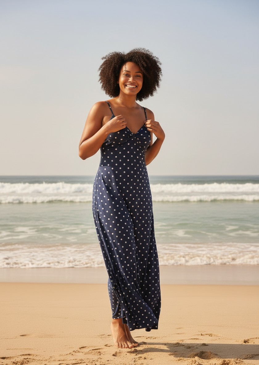 Robe longue à pois bleu 4