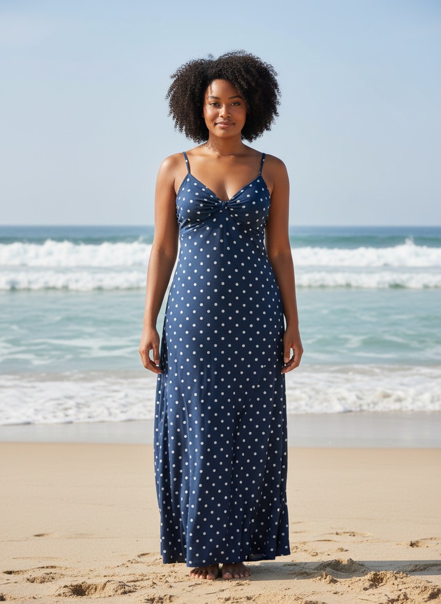 Robe longue à pois bleu 3