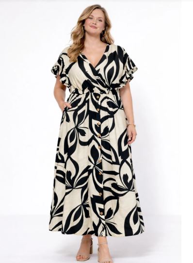 ROBE IMPRIME BLANC ET NOIR GRANDE TAILLE