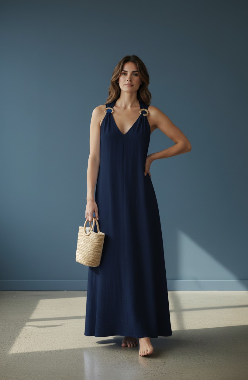Robe longue bleu