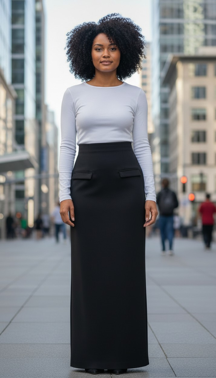 Jupe longue taille haute avec fente 8