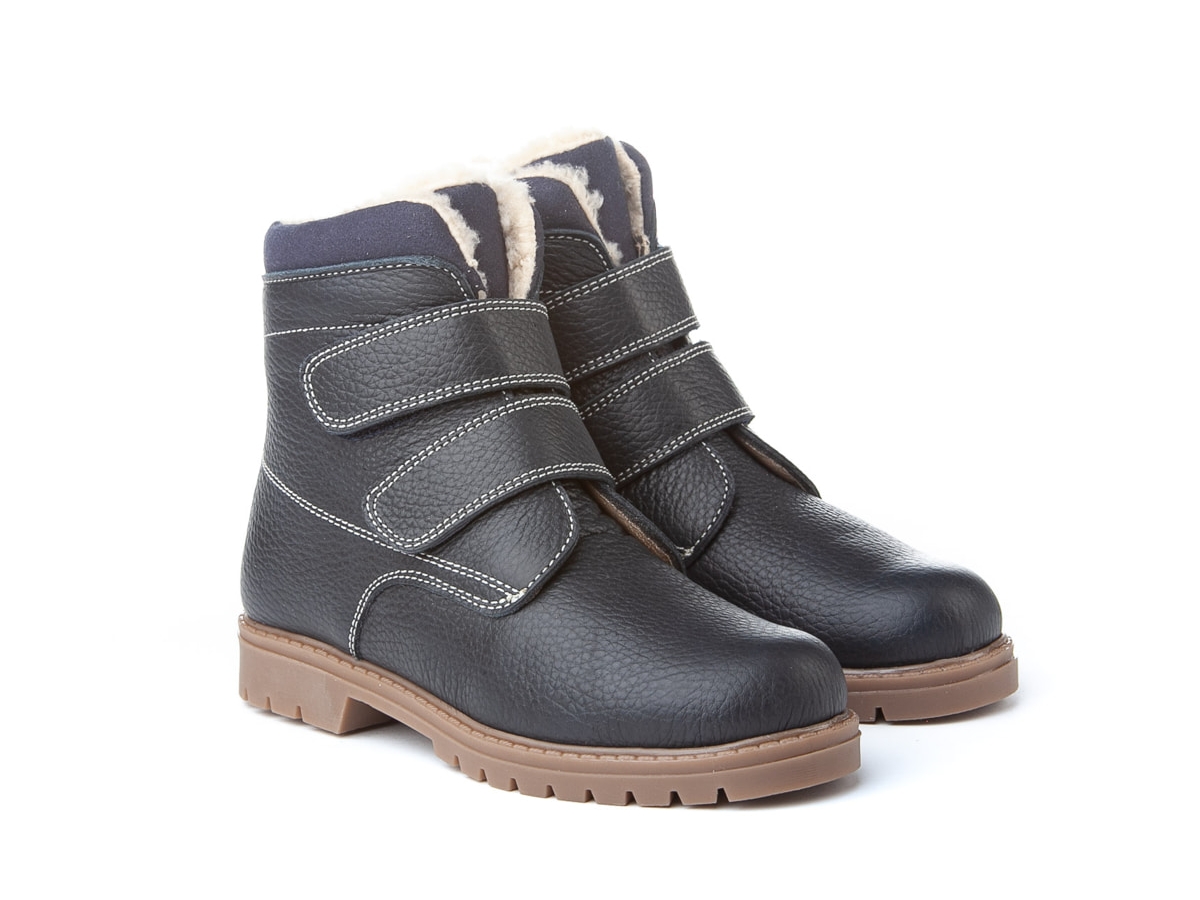 bottines fourres en cuir avec scratch