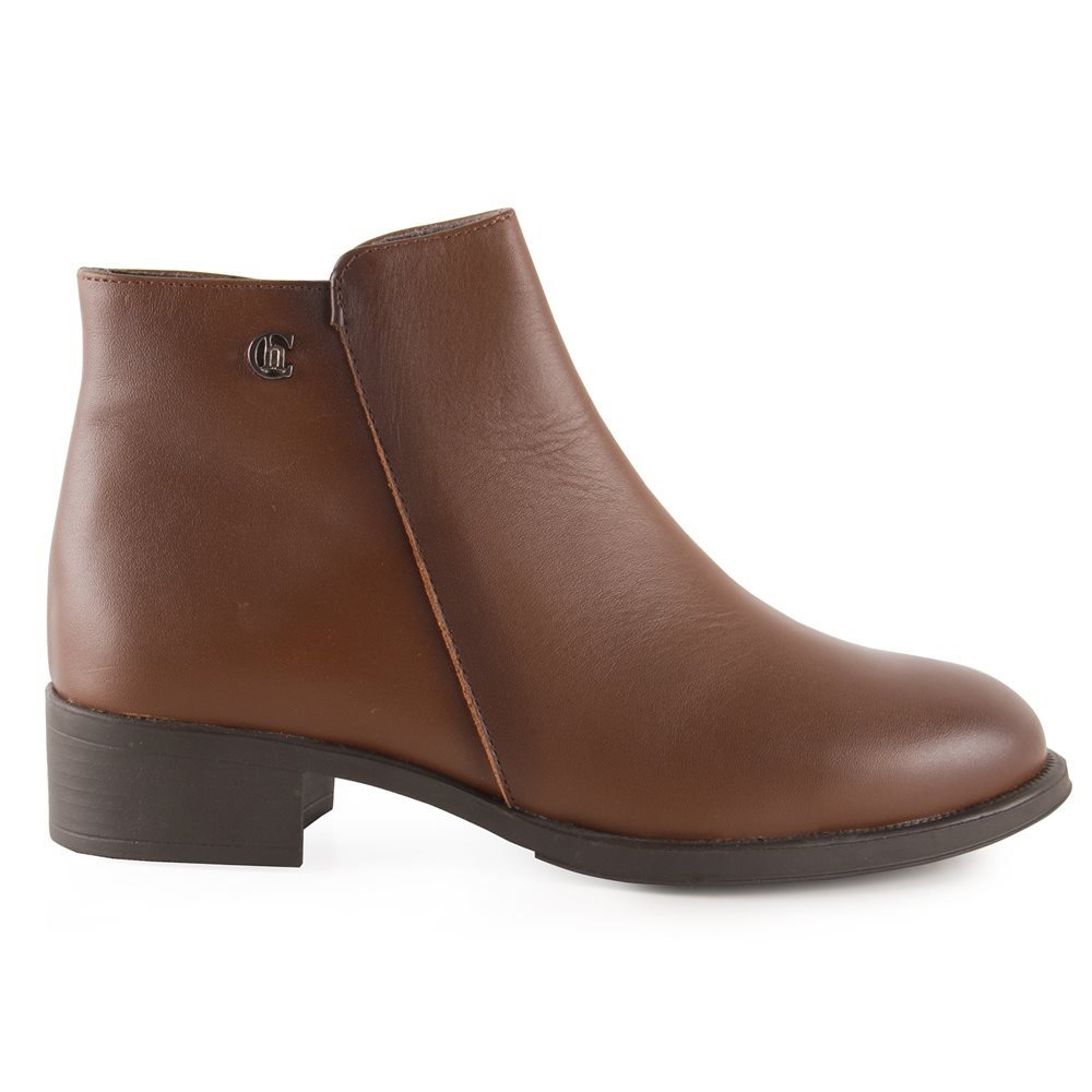 bottines en cuir camel avec zip