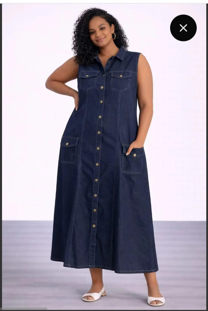 robe en jean grande taille sans manche