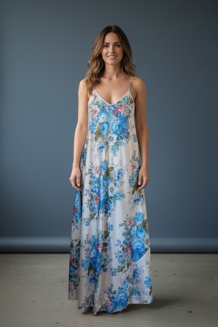 Robe satinée imprimée