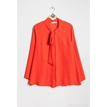 Chemisier col lavalière rouge grande taille