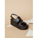 Sandales compensé noir en cuir 3