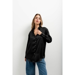 Chemise en satin noir oversize 2