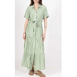Robe longue à rayures verte