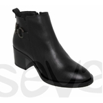 Bottines en cuir noir petit talon