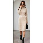 ROBE PULL COL ROULE BEIGE