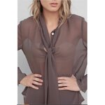 Chemise col lavalière marron