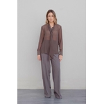 Chemise col lavalière marron 2