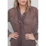 Chemise col lavalière marron 5
