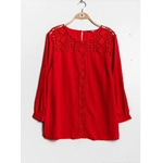 Blouse rouge dentelle grande taille